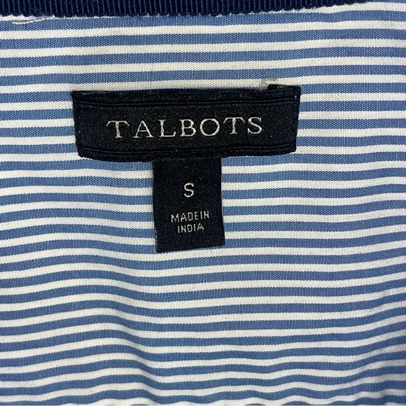 Talbots Embroidered 100% Cotton Button Down Ling Sleeve Blue & White Size Small - Picture 11 of 12